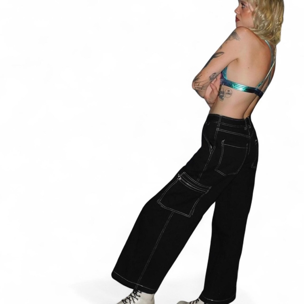 Black Delias by Dollskill Denim Stretchy Cargo Skater Pants